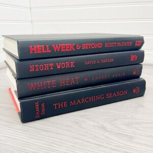 Black Stacking Books with Red Text: Goth Halloween Decor